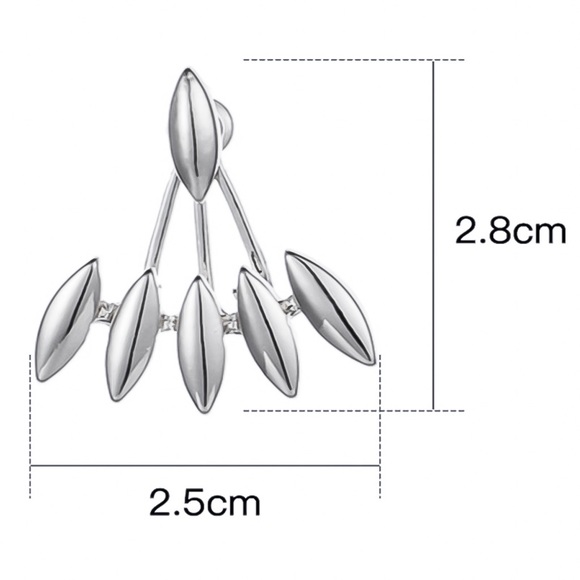 Silver Oblong Studs w/Matching Earring Jackets - Picture 6 of 6